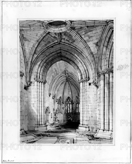 Seton Chapel - Interior looking East, 1848-1852. Creator: Robert William Billings.