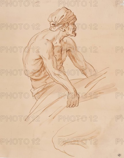 Bearded Male Figure, c1763-1800. Creator: William Williams.