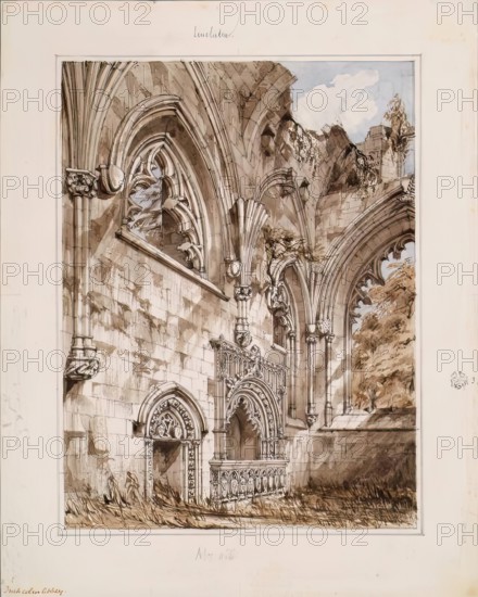 Inchcolm Abbey - Interior Looking East, 1848-1852. Creator: Robert William Billings.