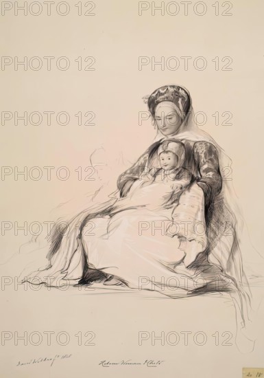 Hebrew Woman and Child, 1840. Creator: Joseph Nash.