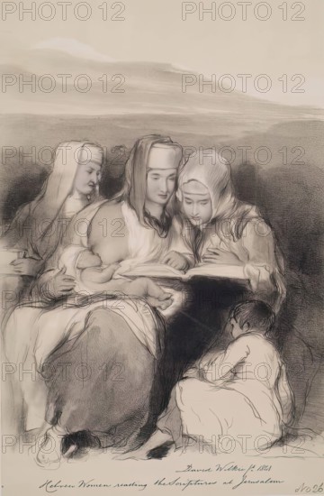 Hebrew Women Reading The Scriptures At Jerusalem, 1841. Creator: Joseph Nash.