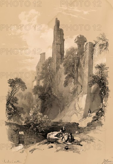 Scotland Delineated-Roslin Castle, 1847. Creator: James Duffield Harding.