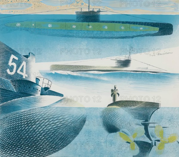 Different Aspects of Submarines, 1940 - 1941. Creator: Eric Ravilious.