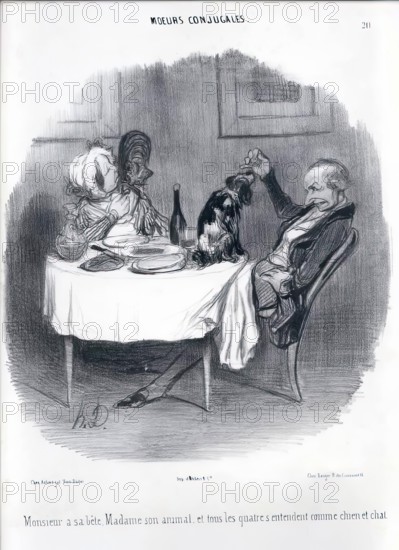 Moeurs Conjugales. Monsieur a sa bête, Madame son animal..., 19th century.  Creator: Honore Daumier.