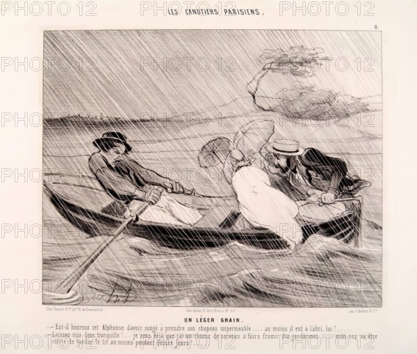 Les Canotiers Parisiens-Un Leger Grain, 1843. Creator: Honore Daumier.