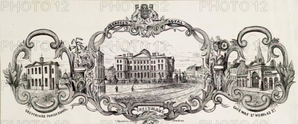 Greyfriars Parish School, Aberdeen; Royal Infirmary; Gateway St Nicholas Street, c1830s. Creator: Unknown.