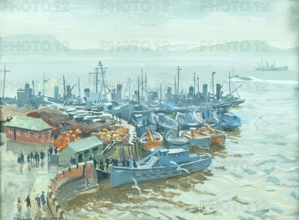 The Boat Pool, Oban - A Wet Day, 1943. Creator: Stephen Bone.