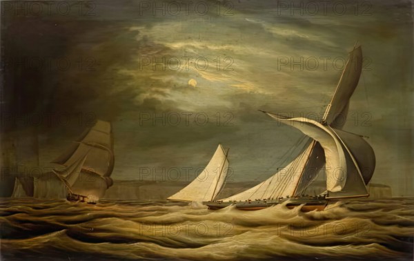 Ships by Moonlight, c1850s. Creator: Unknown.