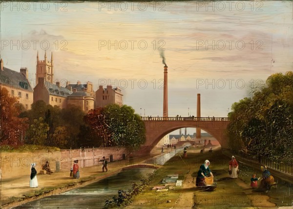 Denburn with Bleach Green and Union Bridge, Aberdeen, 1824-1849. Creator: Unknown.