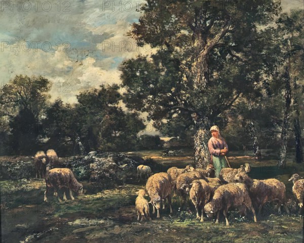 The Flock, c1840-1940. Creator: Charles Emile Jacque.