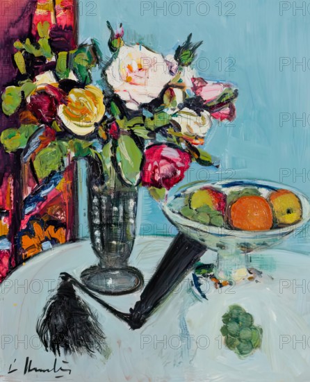 Still Life - Roses and a Black Fan, c1920s. Creator: George Leslie Hunter.
