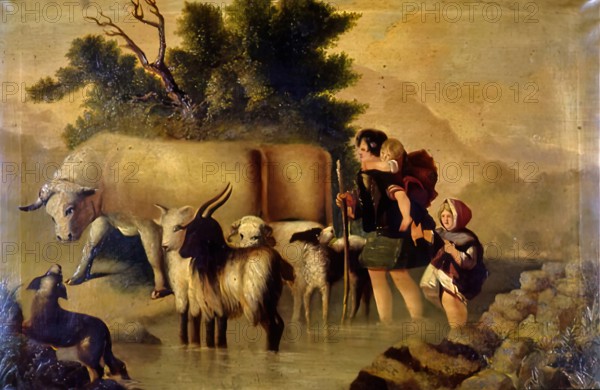 Crossing the Brook, 1848-1853. Creator: George Paul Chalmers.