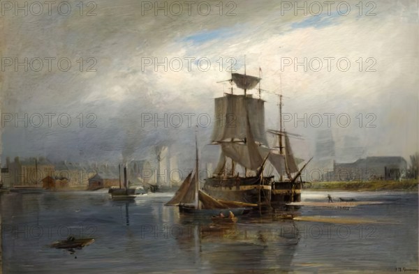 Entrance to Aberdeen Harbour - the Upper Dock, c1880s. Creator: George Russell Gowans.