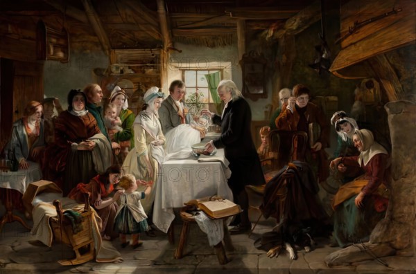 Baptism in Scotland, 1850. Creator: John Phillip.