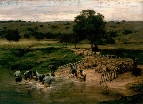 Le Lavage des Moutons, Exhib. 1876. Creator: Leon-Augustin Lhermitte.