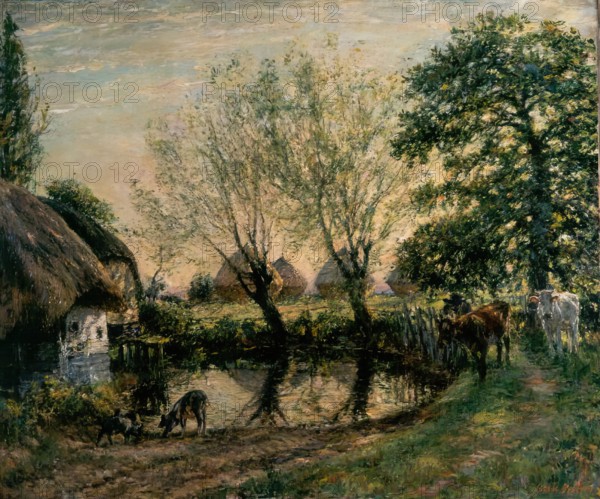 The Back of the Farm - Evening, 1900-1923. Creator: Mark Fisher.