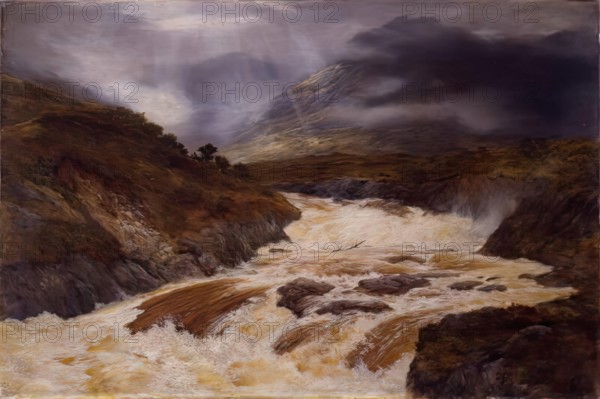 Spate in The Highlands, 1868. Creator: Peter Graham.