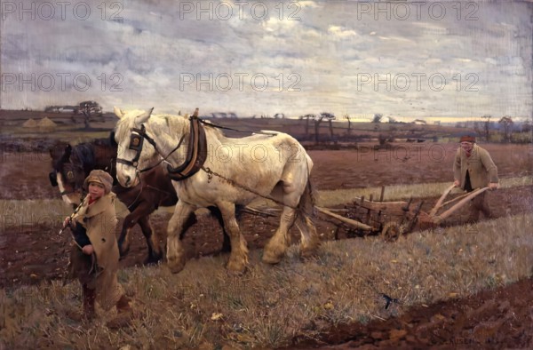 Ploughing, 1889. Creator: George Clausen.