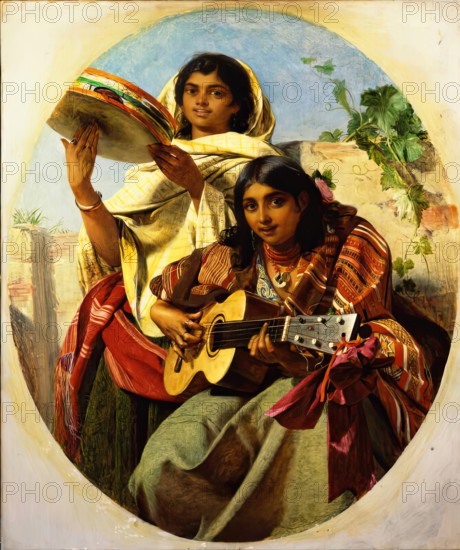 Gypsy Musicians of Spain (Spanish Minstrels), 1855. Creator: John Phillip.