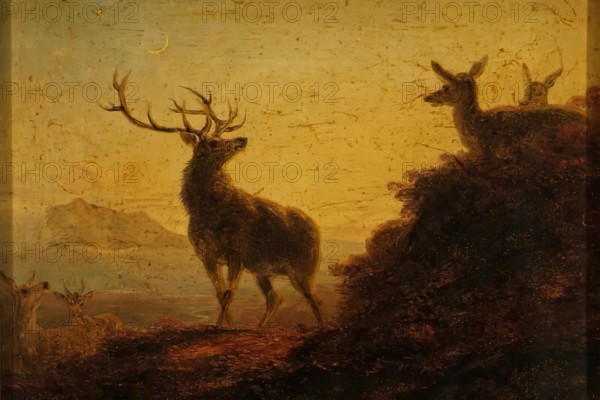 Sketch of Deer - Evening, 1850-1870. Creator: James William Giles.