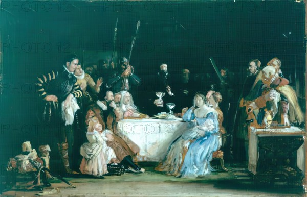 John Knox Dispensing the Sacrament - Sketch for the painting in John Knox's House, Edin...1850-64. Creator: William Dyce.