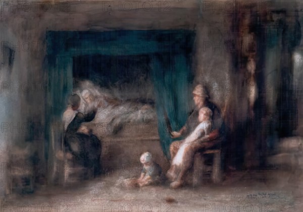 The Sick Mother, c1869. Creator: Jozef Israels.