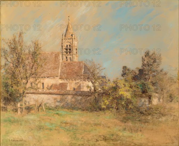 Landscape with Church, 1900-1925. Creator: Leon-Augustin Lhermitte.