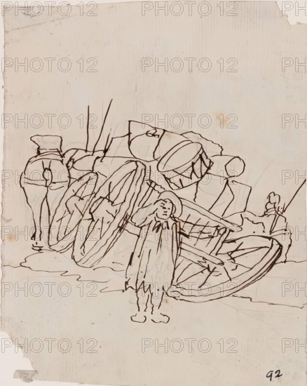 Wagon With Broken Wheel. Creator: William Williams.