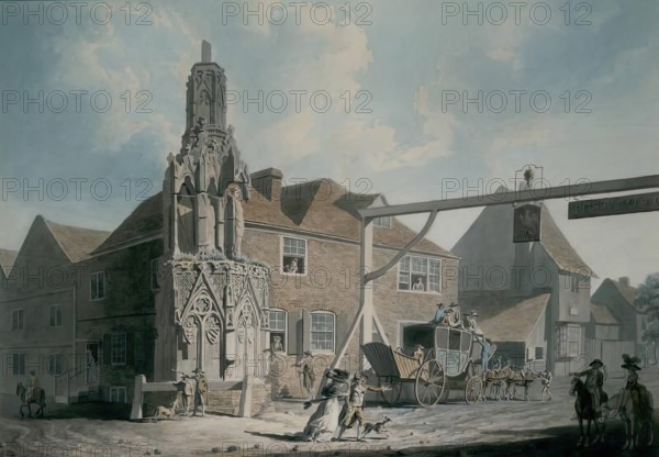 Waltham Cross and Post Coach, 1786. Creator: Edward Dayes.