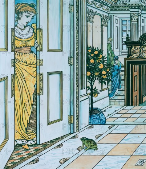 The Frog asks to be allowed to enter the Castle - Illustration for 'The Frog Prince', c1874. Creator: Walter Crane.