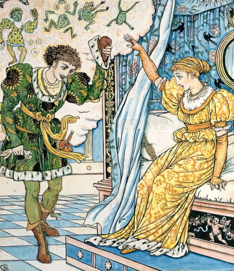 The Frog turns into a Prince - Illustration for 'The Frog Prince', c1874. Creator: Walter Crane.