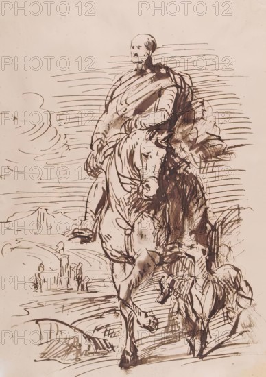 Sketch for the Prince Consort Mounted on Horseback, c1859. Creator: John Phillip.