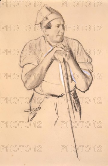 Study of a  Fisherman verso:Study of a Girl In Mid-Victorian Dress, 1850-1891. Creator: Charles Samuel Keene.