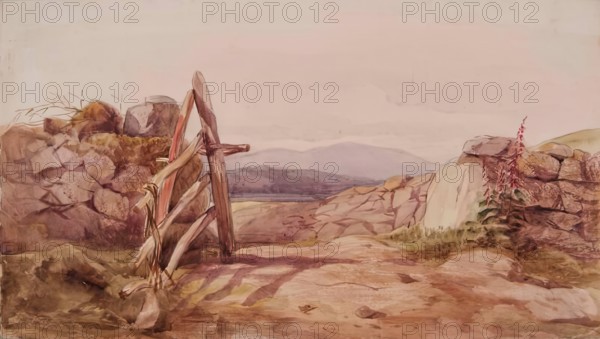 Stone Dyke and Broken Gate, c1840s. Creator: John Phillip.