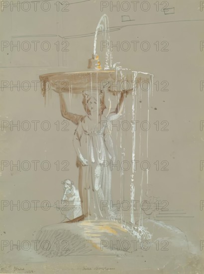 Villa Borghese - Fountain, 1824. Creator: James William Giles.