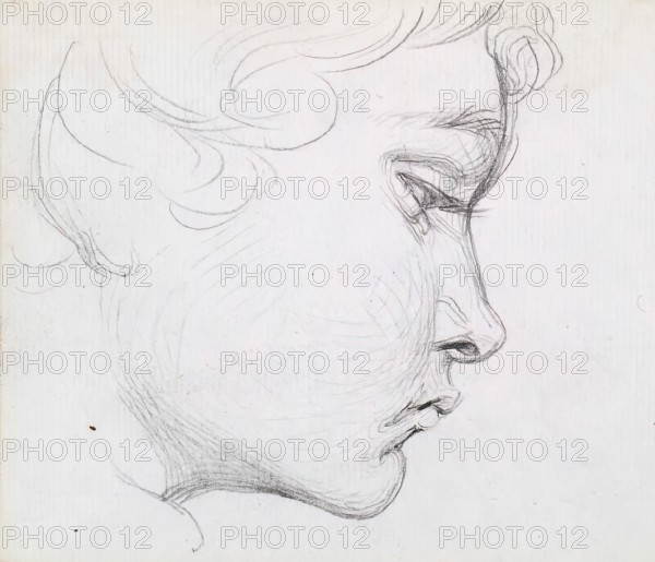 Head of a Boy Looking Down, c1830s. Creator: John Phillip.