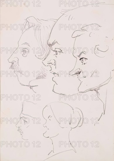 Heads - Caricatures, c1836. Creator: John Phillip.