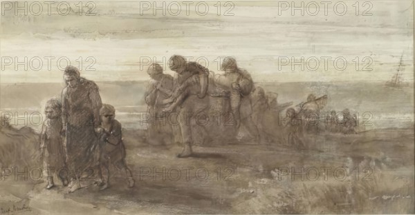 The Drowned Fisherman - Sketch for 'The Wrecked Mariner', c1865. Creator: Jozef Israels.