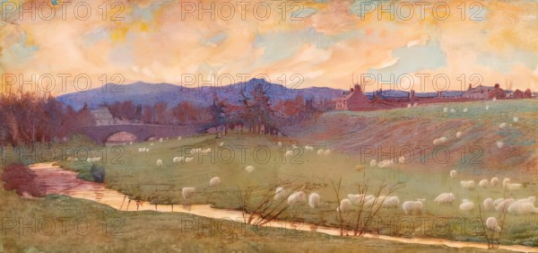 Bogie Bridge, Sunset, c1870-1890. Creator: George Wilson.