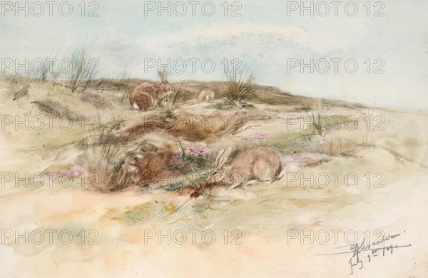 Rabbits, 1891. Creator: Edwin Alexander.