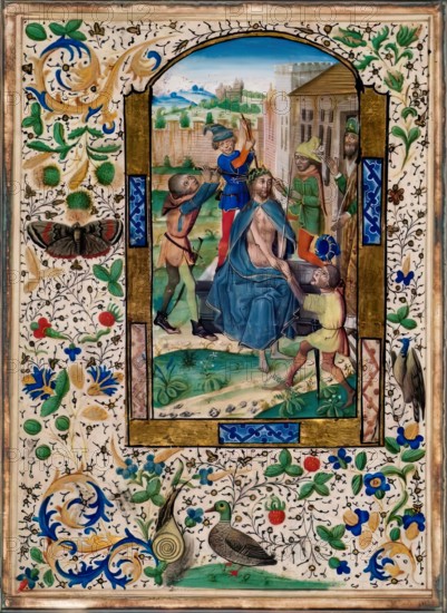 Christ Crowned with Thorns - One of four Illuminated pages from a Book of Hours, c1430-1450. Creator: Unknown.