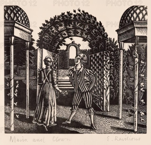 Maria and the Clown, 1932. Creator: Eric Ravilious.