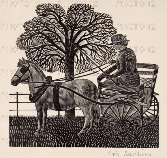 Pony and Trap, 1934. Creator: Eric Ravilious.