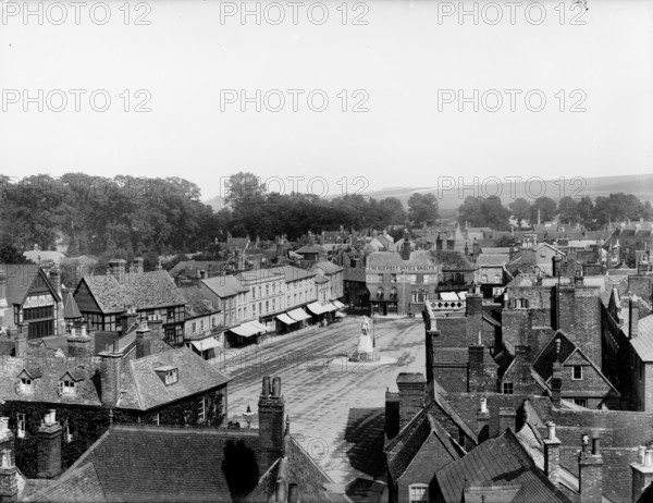 A general view over the market place, Wantage, Vale of White Horse, Oxfordshire, 1890.  Creator: Henry Taunt.