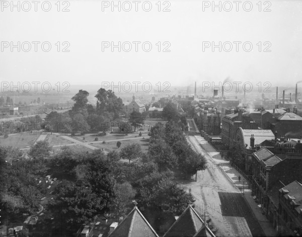 Panoramic view from the tower of St Lawrence's Church, Reading, Berkshire, 1875. Creator: Henry Taunt.
