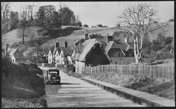Looking north along Sandhill Close, showing numbers 49-56, Millbrook, Central Bedfordshire, 1940-60. Creator: George R Long.