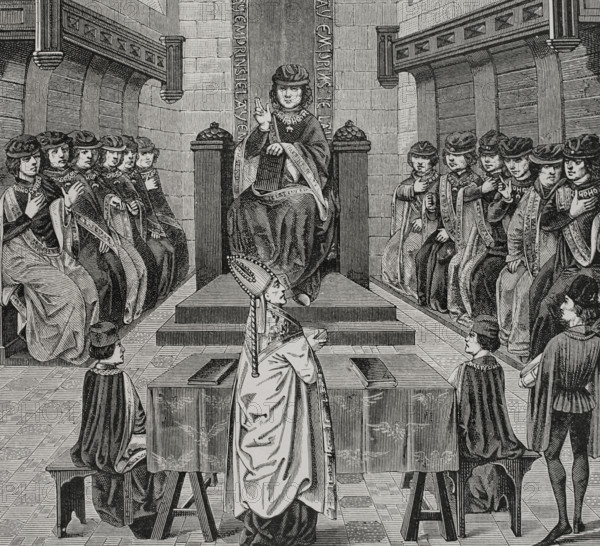 Chapter of the Order of the Golden Fleece held by Charles the Bold, (1433-1477), 1877.  Creators: Claude-Francois Maradan, Jules Jean Marie Joseph Huyot.