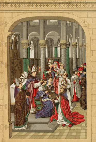 Coronation of Charles V as King of France on 19 May 1364 at Reims Cathedral, 1877.  Creator: Unknown.