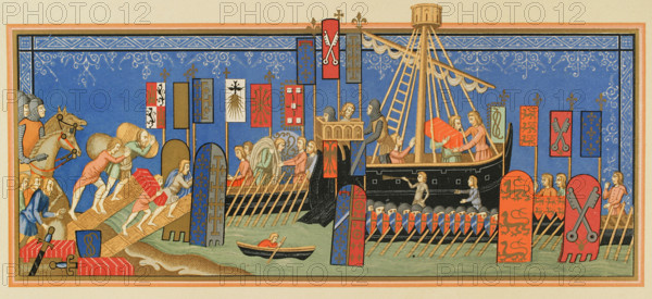 Embarkation of knights of the Order of the Holy Spirit to the Holy Land, 14th century (1877). Creator: Unknown.