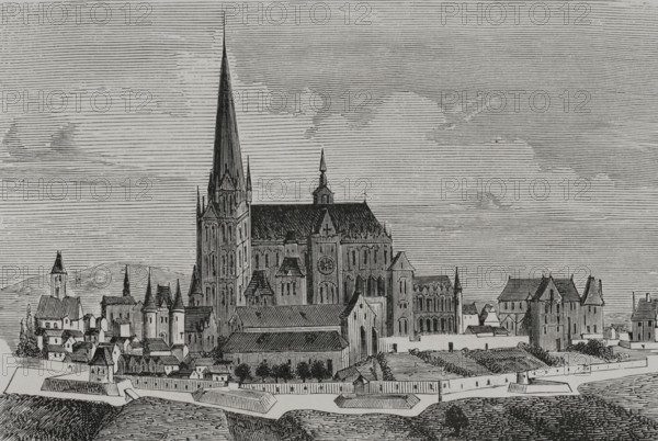 Saint-Denis Abbey, France, 1877.  Creator: Unknown.